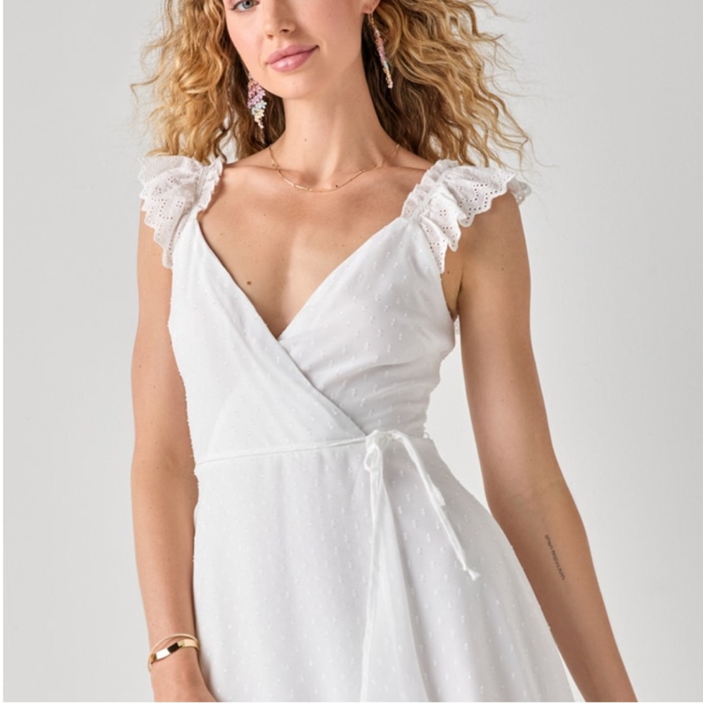 Wendi Ruffle Sleeve Wrap Mini Dress
